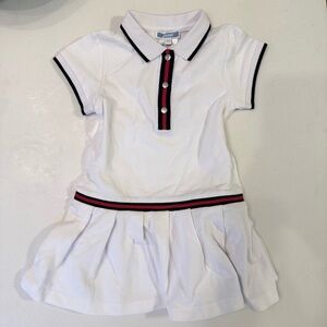 Jacadi White Polo Dress with Red and Black Accents